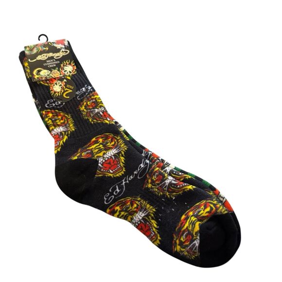 Ed Hardy Mens 2 Pair Cushioned Crew Socks Sz Shoe 6-12 Skull Dice NEW NWT - Picture 3 of 7
